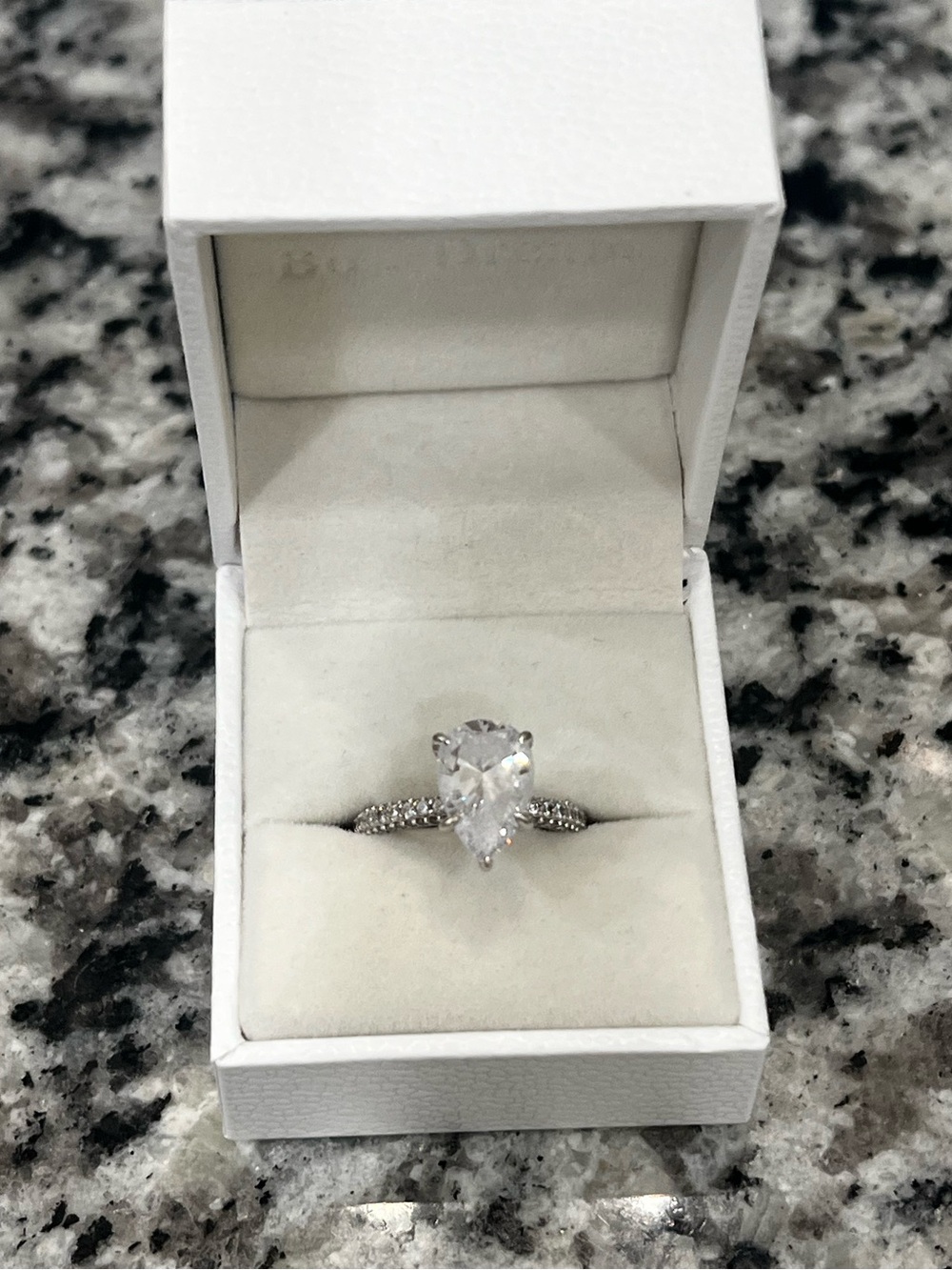 Bo Dream 3 carat pear shaped diamond ring with diamond band